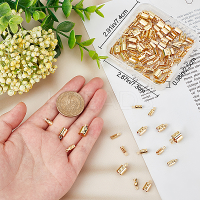 120Pcs 4 Size 304 Stainless Steel Folding Crimp Ends STAS-BBC0002-63-1