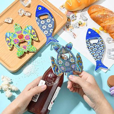 4Pcs 4 Styles Melamine Bottle Opener Fridge Magnet AJEW-CJ0001-54-1