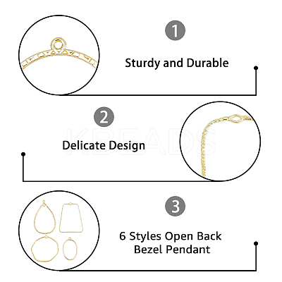 48Pcs 6 Styles Alloy Open Back Bezel Pendants FIND-DC0002-07-1