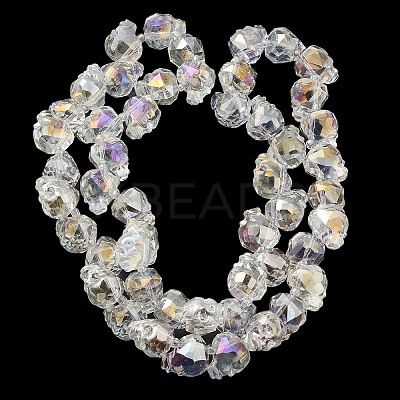 Transparent Electroplated Glass Beads Strands GLAA-G104-02C-1