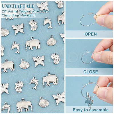DIY Animal Pendant Wine Glass Charm Tags Making Kit DIY-UN0003-26-1
