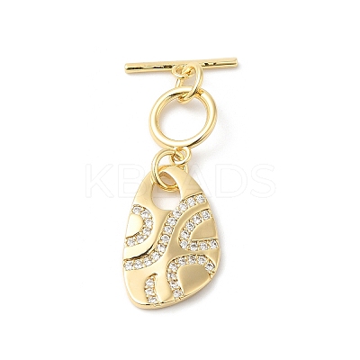 Brass Micro Pave Clear Cubic Zirconia Toggle Clasps KK-P234-63G-1