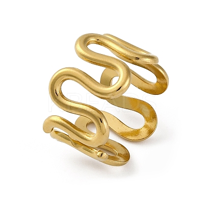 Wave 304 Stainless Steel Finger Rings for Women X-RJEW-F174-06G-1