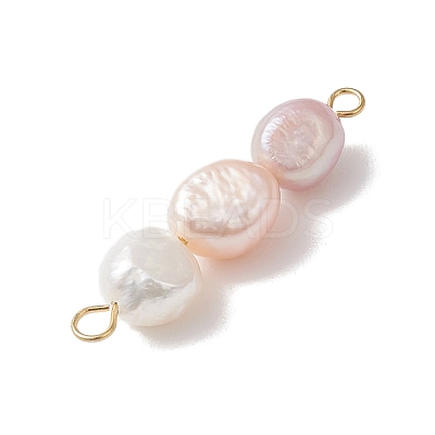 Natural Cultured Freshwater Pearl Potato Beaded Connector Charms PALLOY-JF04986-1