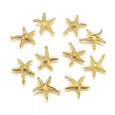 Brass Starfish/Sea Stars Pendants X-KK-L134-11G-1
