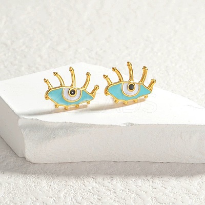 304 Stainless Steel Enamel Stud Earrings for Women EJEW-M095-05G-1