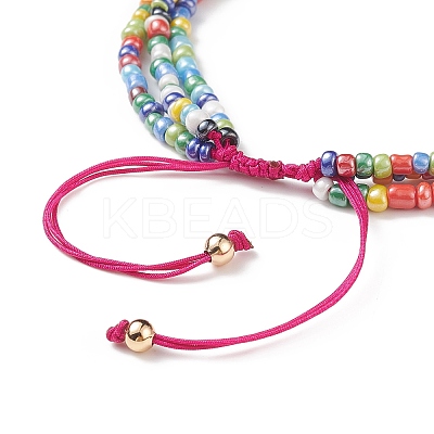 Adjustable Glass Bead Braided Beaded Bracelet BJEW-JB08951-1
