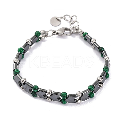 Synthetic Malachite Beaded Bracelets BJEW-P339-03P-06-1