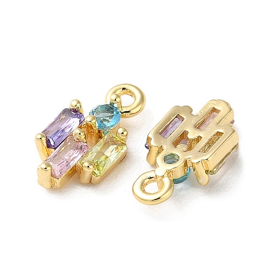 Brass Micro Pave Cubic Zirconia Charms KK-F872-19G-1