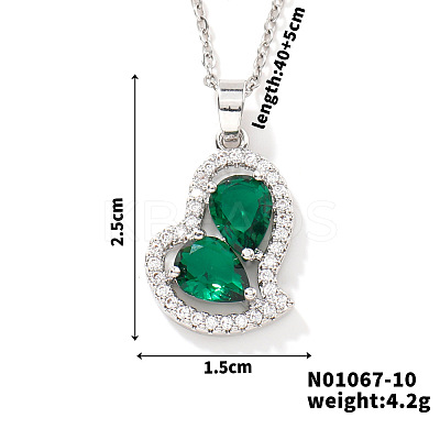 Elegant and Unique Style Brass & Glass Lock Collar Heart Pendant Necklaces for Women FN1868-10-1