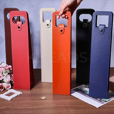 6Pcs 6 Styles Portable PU Leather Single Wine Bottle Tote Carrier Bags CON-CA0001-029-1