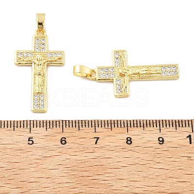 Crucifix Cross Brass Micro Pave Cubic Zirconia Pendants KK-M325-08G-1
