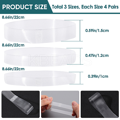 12 Pairs 3 Style Transparent TPU Anti-Loose Shoelace for High-heeled Shoes FIND-CP0001-96-1
