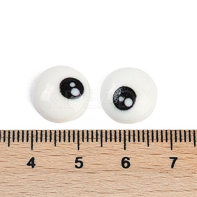 White and Black Flat Round Cartoon Resin Cabochons CRES-Q009-01G-1