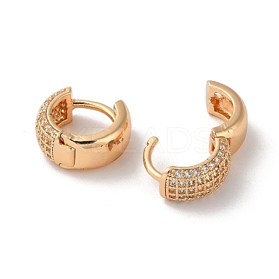 Brass Thick Hoop Earrings with Rhinestone EJEW-K256-47KCG-1