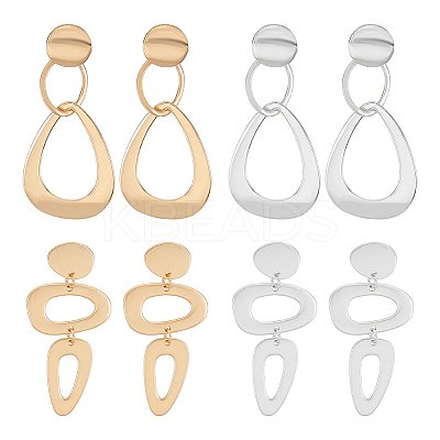 4 Pairs 4 Style Alloy Hollow Teardrop Dangle Stud Earrings for Women EJEW-AN0004-34-1