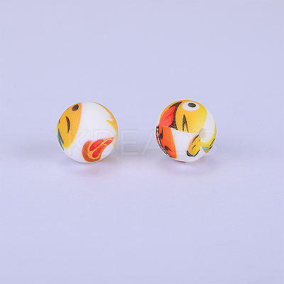 Printed Round Silicone Focal Beads SI-JX0056A-98-1