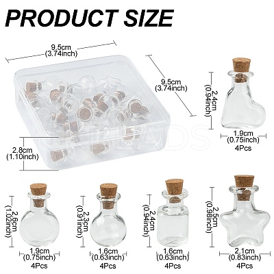 20Pcs 5 Styles Mini High Borosilicate Glass Bottle Bead Containers BOTT-YW0001-02-1