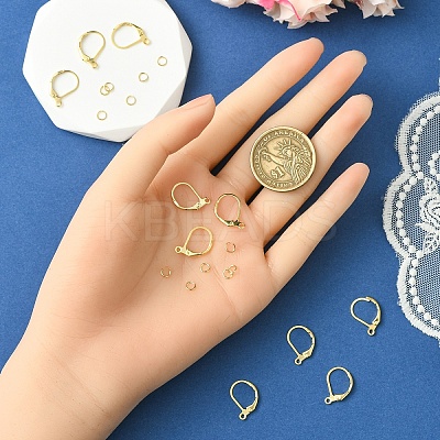 Brass Leverback Earring Findings KK-YW0002-46-1