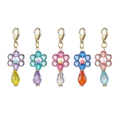 Flower Acrylic Pendant Decorations HJEW-JM01879-1
