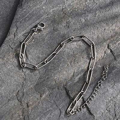 Tarnish Resistant 304 Stainless Steel Paperclip Chain Bracelet for Men Women BJEW-E031-03P-06-1