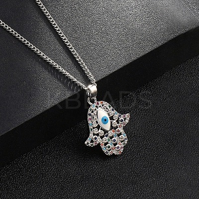 Brass Micro Pave Cubic Zirconia Pendant Necklaces NJEW-M211-04B-P-1