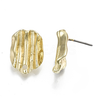 Rack Plating Hammered Alloy Stud Earring Findings PALLOY-N155-61-NR-1