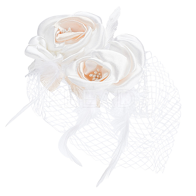 Bridal Mesh Veil Floral Cloth Hair Combs MRMJ-WH0077-096-1
