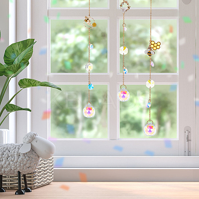 3Pcs Glass Suncatchers HJEW-OC00285-1