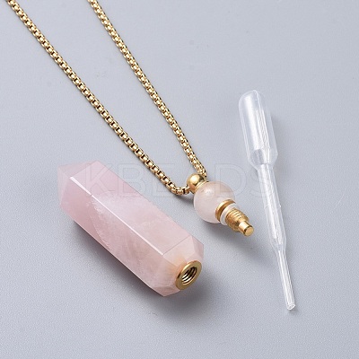 Natural Gemstone Perfume Bottle Pendant Necklaces NJEW-F251-09-1