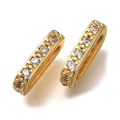 Rack Plating Brass Micro Pave Cubic Zirconia Connector Charms  KK-M313-07G-1