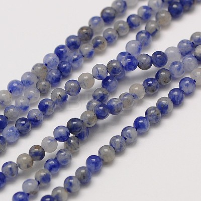 Natural Gemstone Blue Spot Jasper Round Beads Strands X-G-A130-3mm-21-1