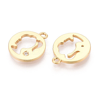 Brass Micro Pave Clear Cubic Zirconia Pendants KK-T078-09G-01-1