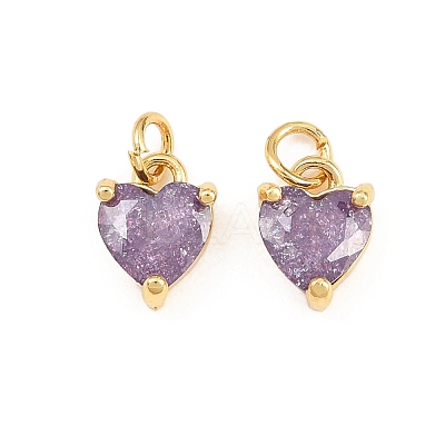 Brass Pave Cubic Zirconia Charms KK-Q085-08G-04-1