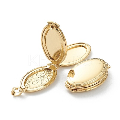 Brass Locket Pendants X-KK-P199-10G-1