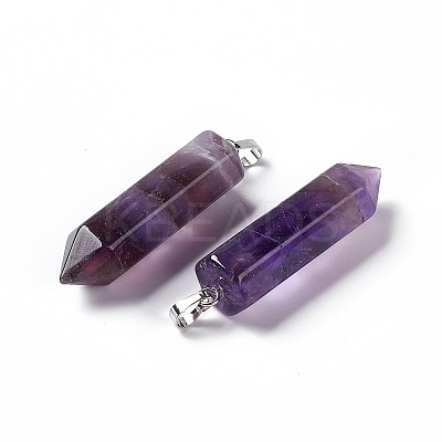 Natural Amethyst Double Terminated Pointed Pendants G-G926-01P-05-1