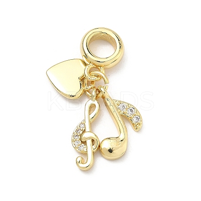 Brass Micro Pave Clear Cubic Zirconia European Dangle Charms KK-P345-50G-1