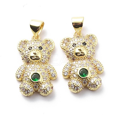 Brass Cubic Zirconia Pendants KK-G446-26G-03-1