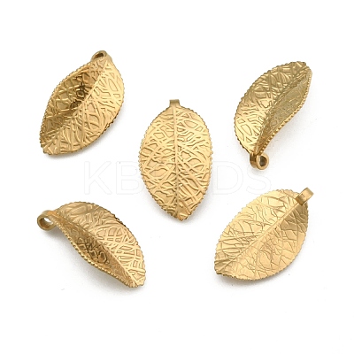 304 Stainless Steel Leaf Pendants STAS-S040-07G-1