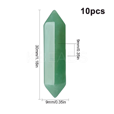 10Pcs  Faceted Natural Green Aventurine Healing Stones G-SC0001-62-1
