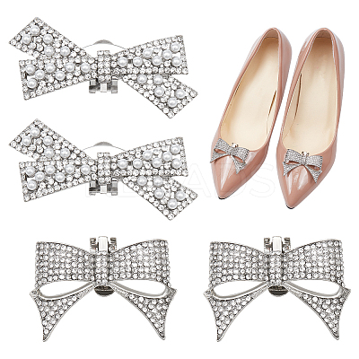 4Pcs 2 Style Alloy Rhinestone Shoe Decoration FIND-WR0010-36-1