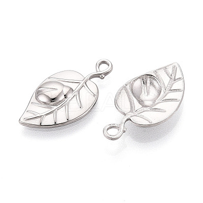 304 Stainless Steel Leaf Pendants STAS-T069-34P-1