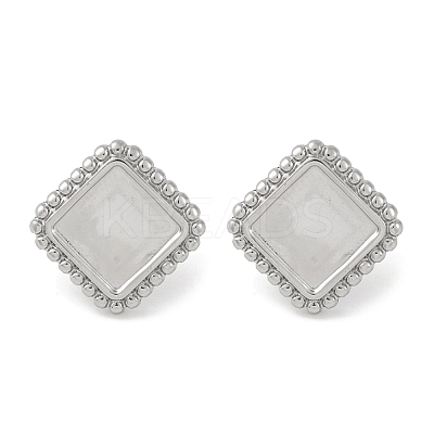 304 Stainless Steel Square Stud Earrings EJEW-D281-07S-1