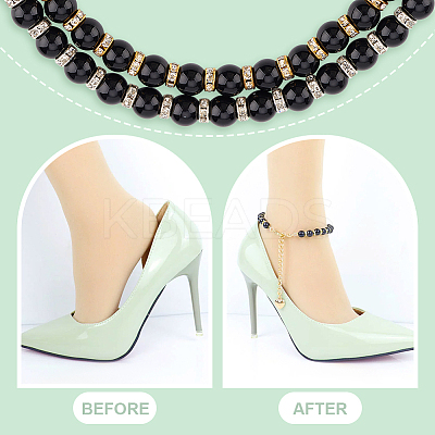 4Pcs 2 Colors Round Resin Imitation Pearl Anti-Loose High Heel Shoelaces AJEW-PH0011-56B-1