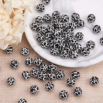 Printed Natural Wooden Beads WOOD-TA0001-57-1
