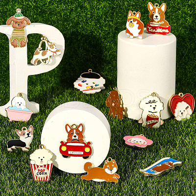 30Pcs 15 Styles Alloy Enamel Pendants ENAM-CJ0002-75-1