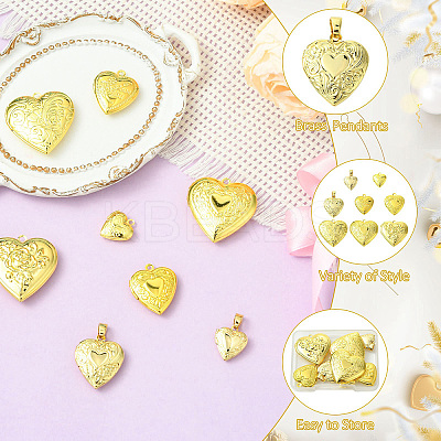 8Pcs 8 Styles Brass Locket Pendants KK-CJ0003-60-1
