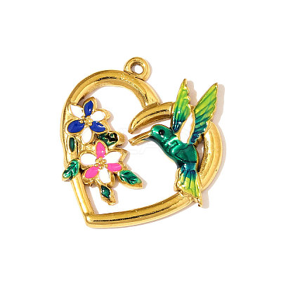 304 Stainless Steel Enamel Pendants STAS-OY008-55G-1