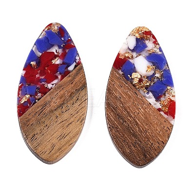Transparent Resin and Walnut Wood Pendants RESI-T057-05F-1