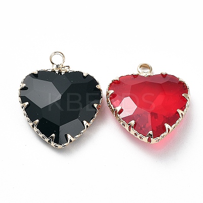 Brass and K9 Glass Pendants KK-Z031-19KCG-1